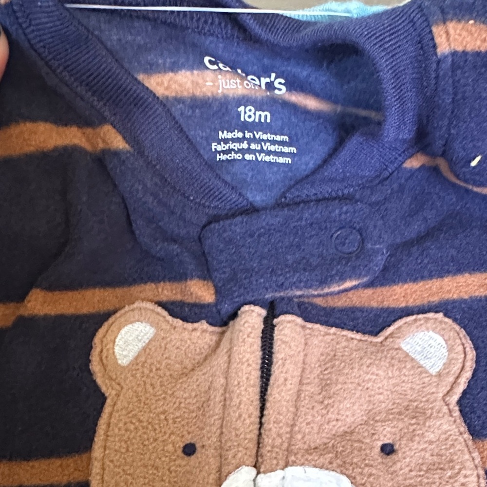 Carter's Blue and Tan Bear Onesie